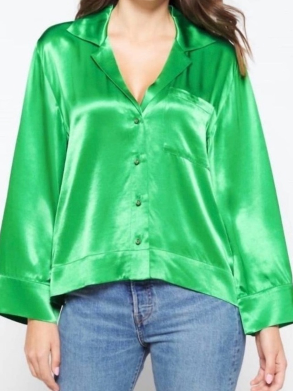 pistola Emerald Satin Button-Down Shirt